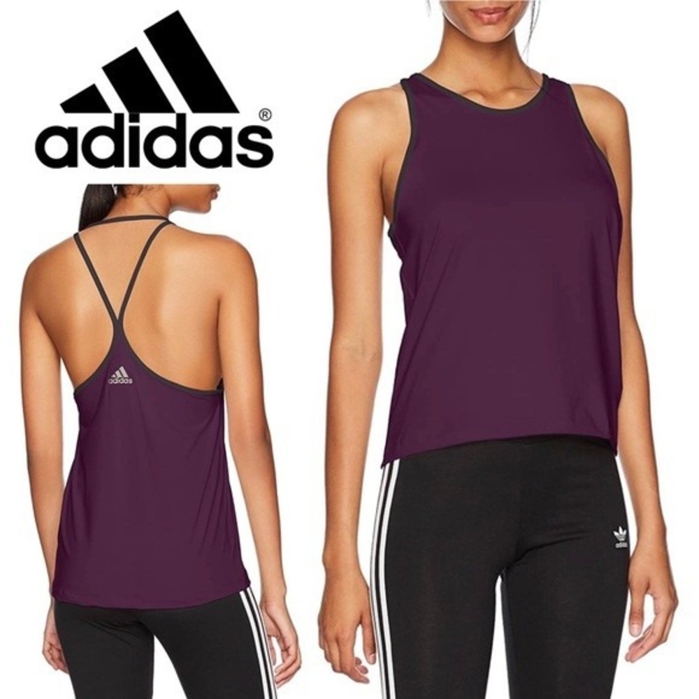 Adidas Climalite Tank Top Womens Medium Purple Racerback Athletic Gym Shirt